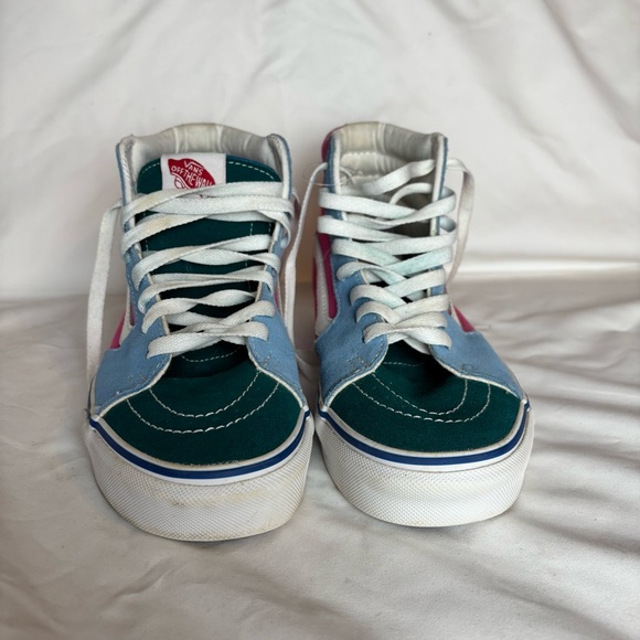 VANS SK8-Hi Top Suede Skater Shoe - Bright Colorblock Men 7 Women 8.5 - Picture 11 of 13